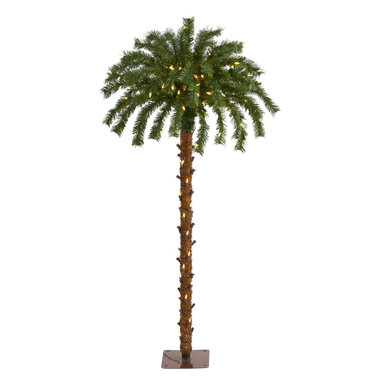 Nearly Natural 4’ Pre-Lit Artificial Christmas Palm Tree, Clear LED Lights